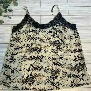 Rachel Zoe snake print lace trimmed adjustable strap camisole top